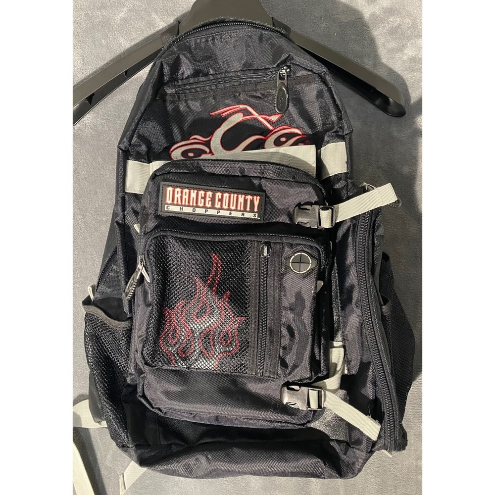 Orange County Choppers Backpack Black Red OCC Motorcycle Biker Gear Travel Bag
